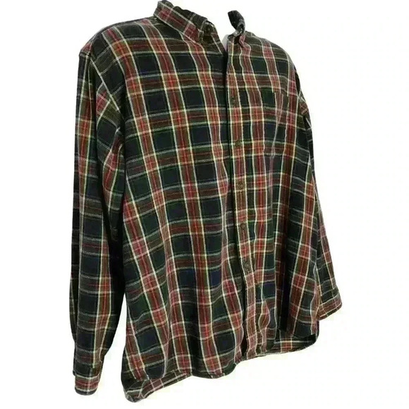LL Bean men's shirt button down collar long sleeve 100% cotton XL Regular plaid - Picture 2 of 6